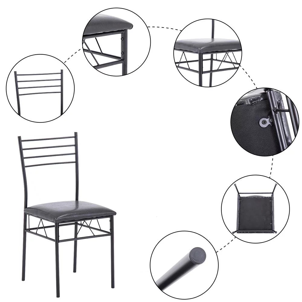 5 Piece Glass Dining Set with Metal Frame M124