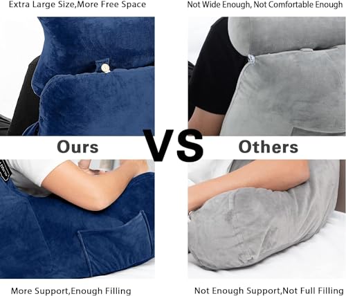 Extra Large 31" Bed Rest Pillow with Detachable Neck Roll J257
