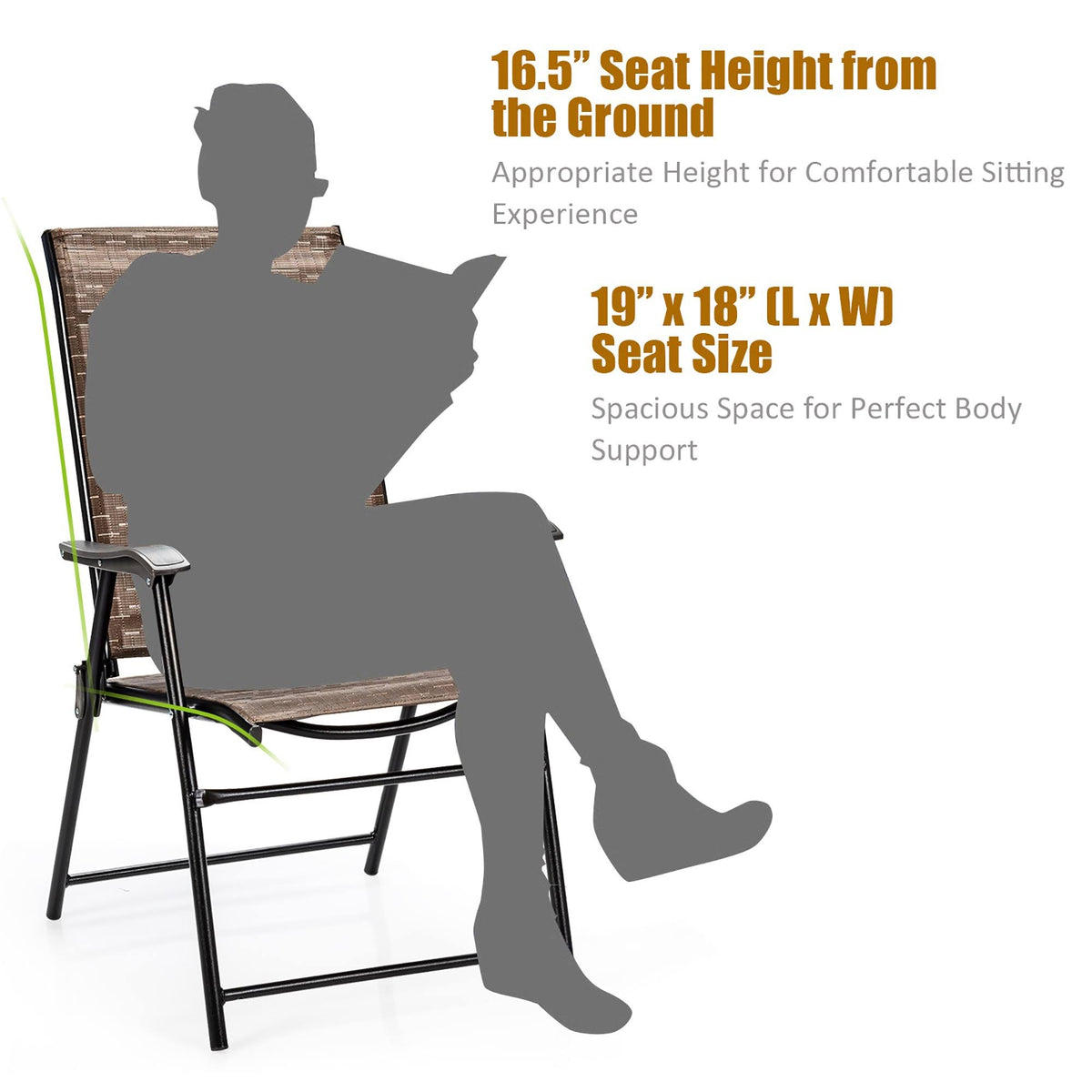 4 Piece Outdoor Patio Folding Chair with Armrest W161924