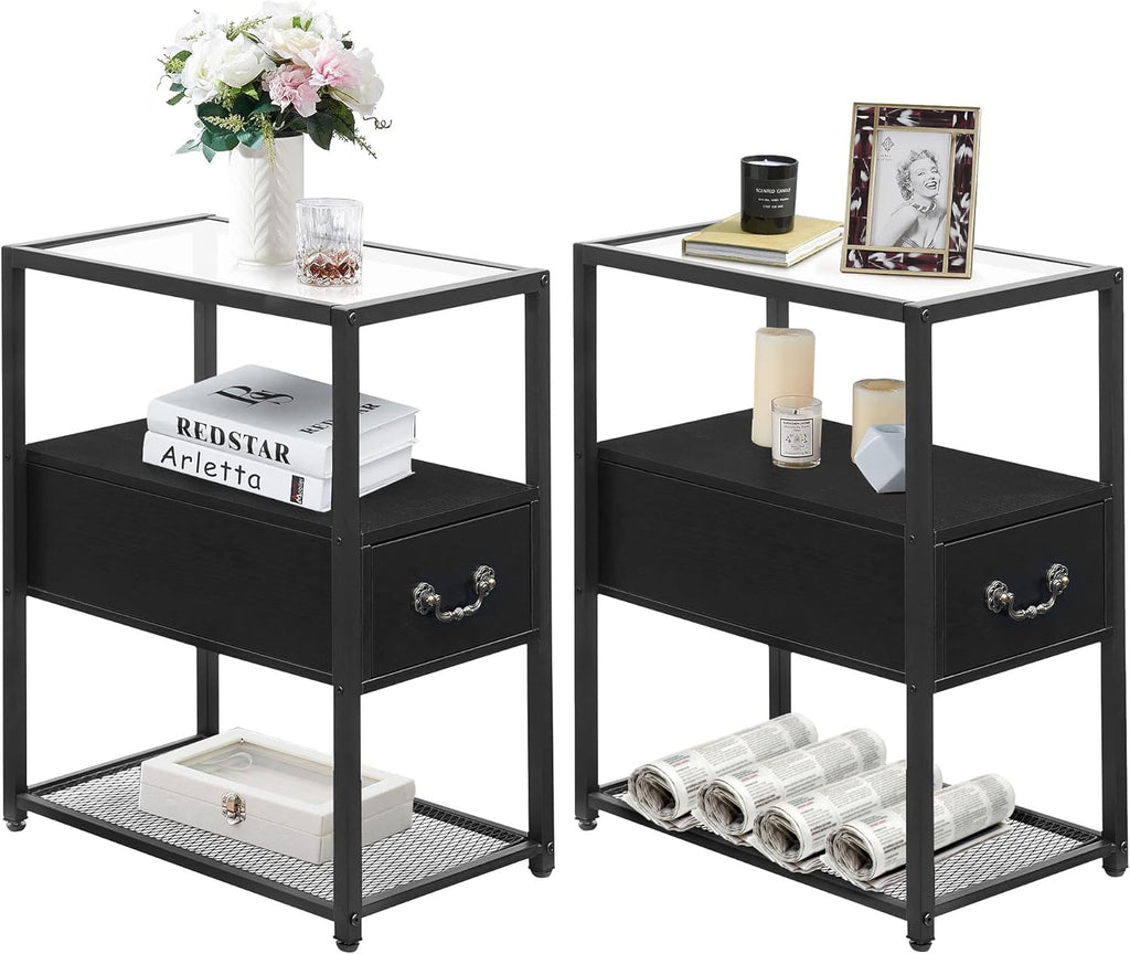 Brown 2 Drawer Nightstand with Shelf C4622