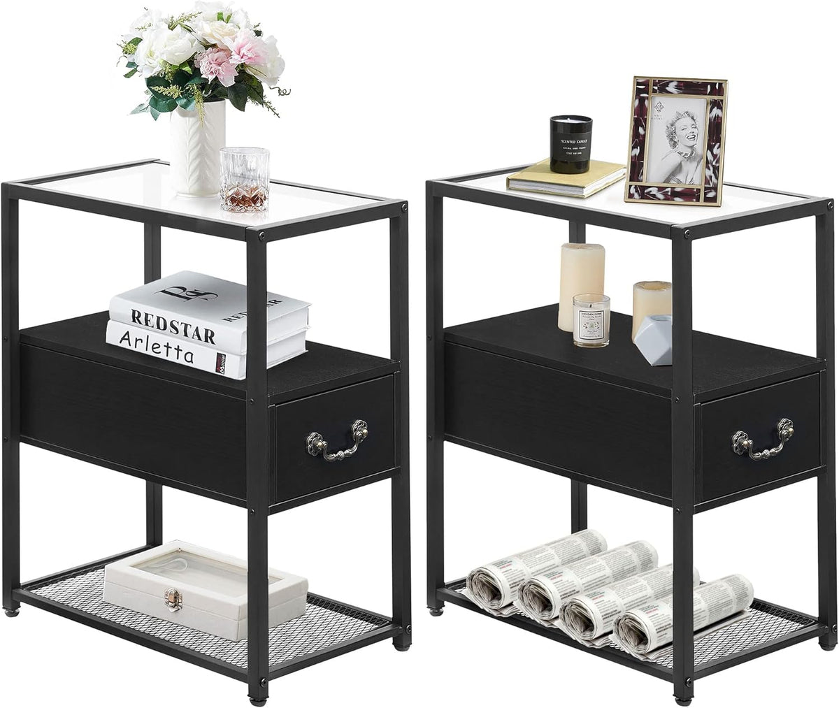Brown 2 Drawer Nightstand with Shelf C4622