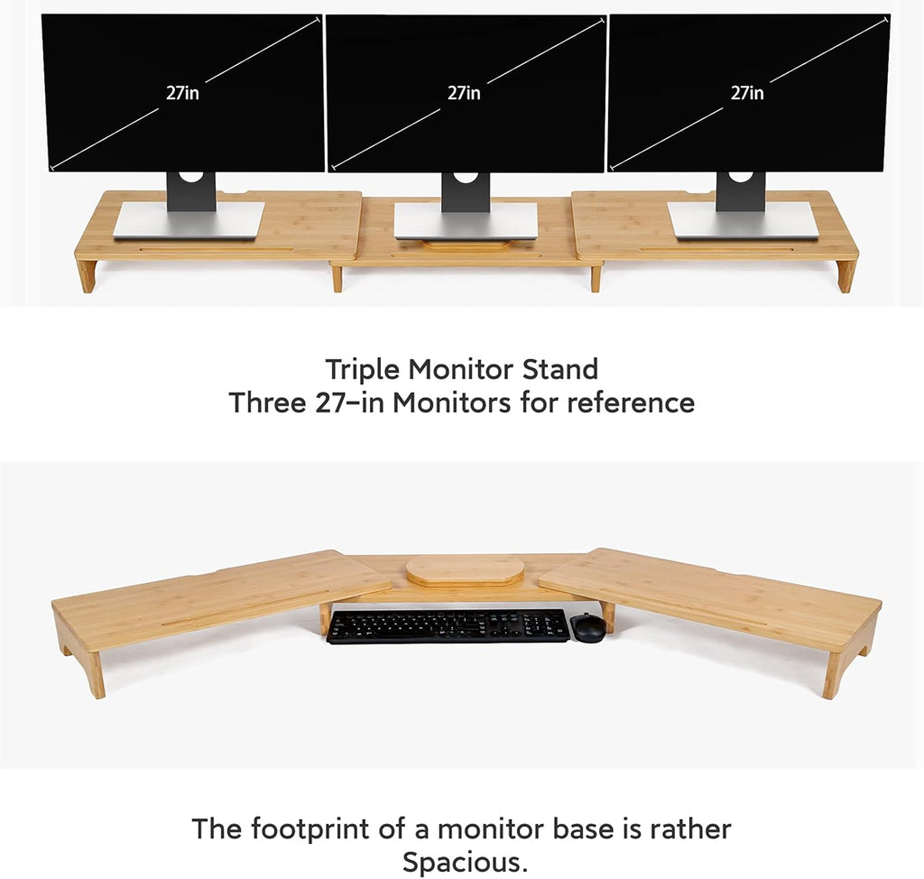 Bamboo Dual Monitor Stand Riser with 3 Shelves, Pack of 2 X3024