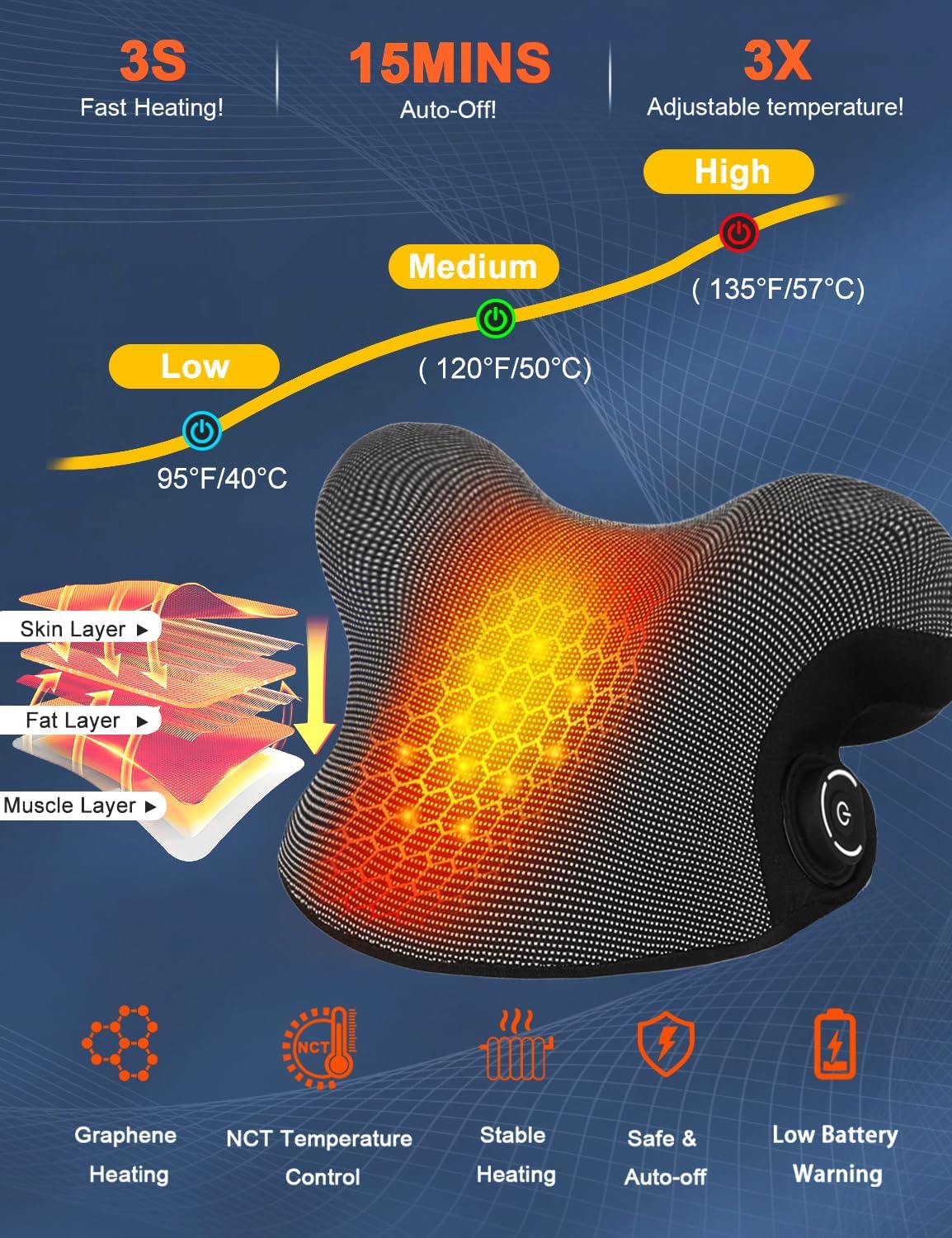 Wireless Cordless Neck Cervical Traction Device with Graphene Heating Pad W77021