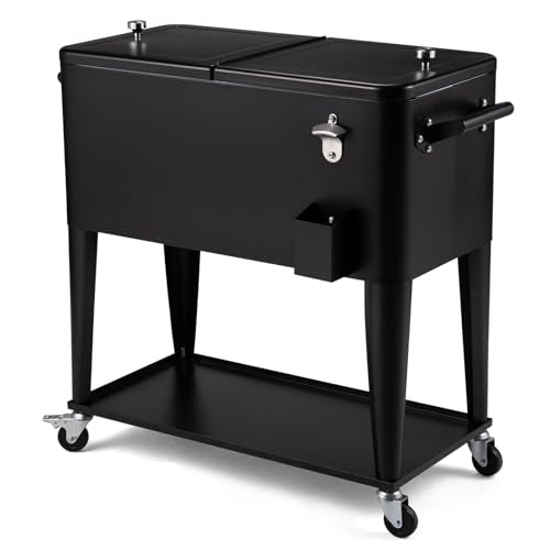 80 Quart Rolling Cooler Cart on Wheels G2488