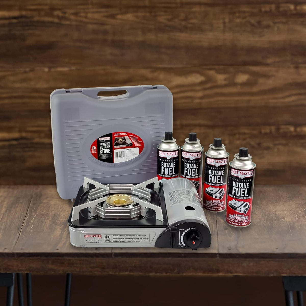 Portable Butane Stove with 4 Fuel Canisters W7080