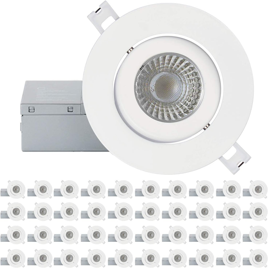 4 Inch Ultra-Thin Adjustable LED Recessed Lighting, 10 Watts, 750lm, Dimmable, 6500K True White, 10 Pack Q83615