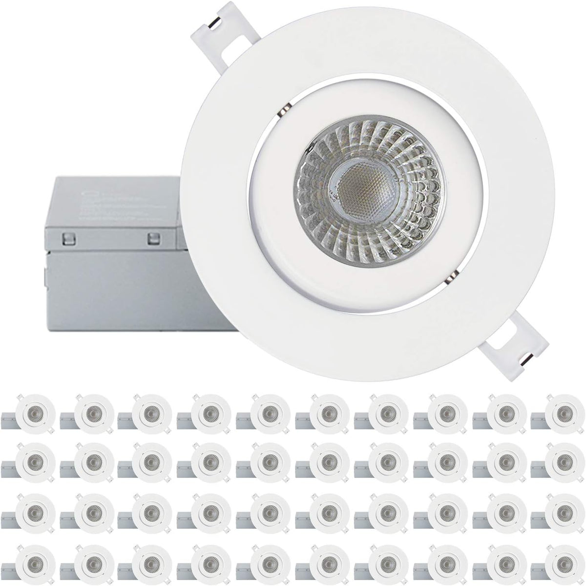 4 Inch Ultra-Thin Adjustable LED Recessed Lighting, 10 Watts, 750lm, Dimmable, 6500K True White, 10 Pack Q83615