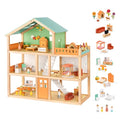 Large Wooden 3-Story Dollhouse with 42 Pcs Furniture J833731