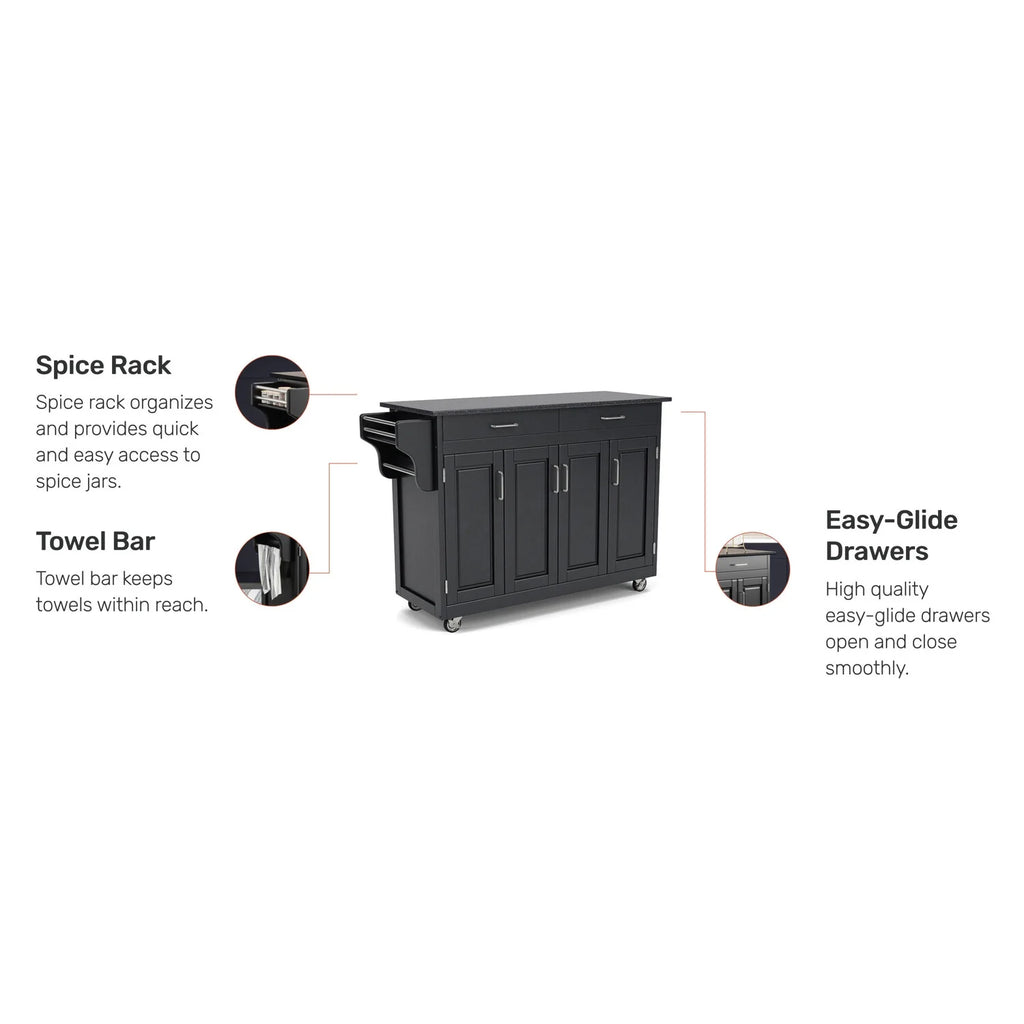 Black Wood Rolling Kitchen Cart R613