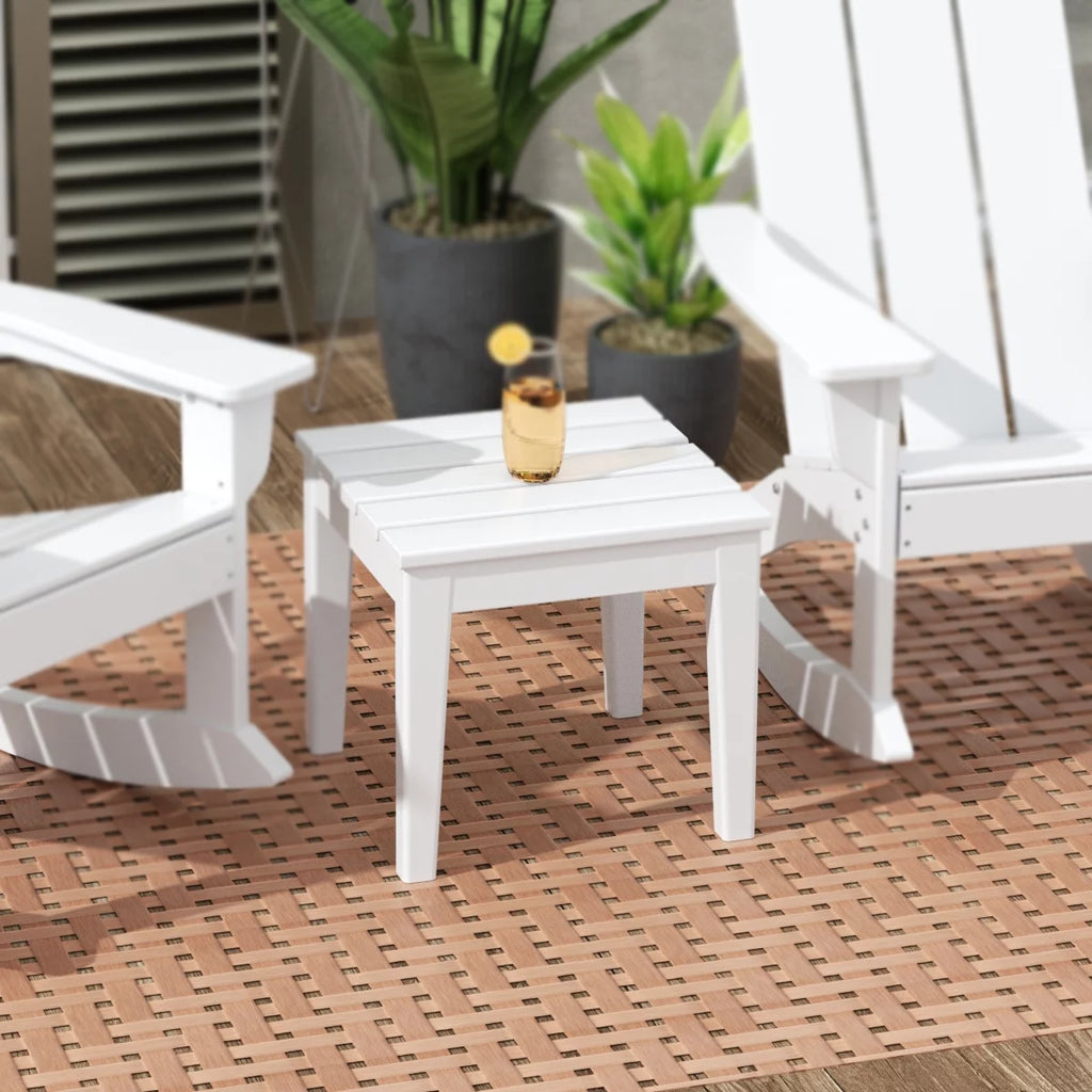 White 18 Inch All Weather Poly Lumber Outdoor Side Table T127544