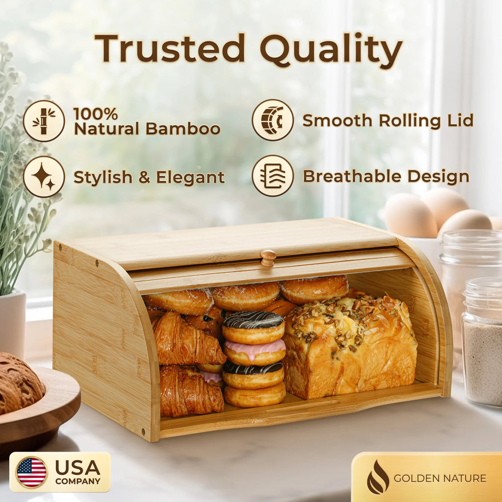 Large Bamboo Bread Box U94455