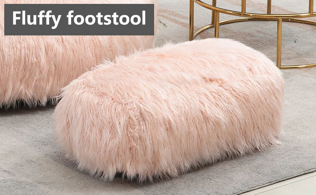 Fluffy Bean Bag Chair with Ottoman Z93140