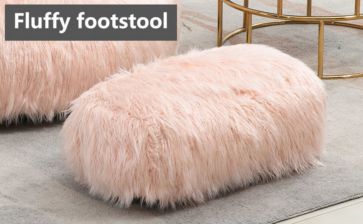 Fluffy Bean Bag Chair with Ottoman Z93140