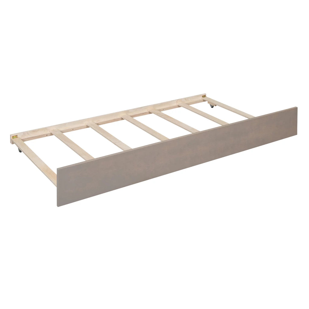 Full Size White Wood Canopy Platform Bed with Trundle Q484