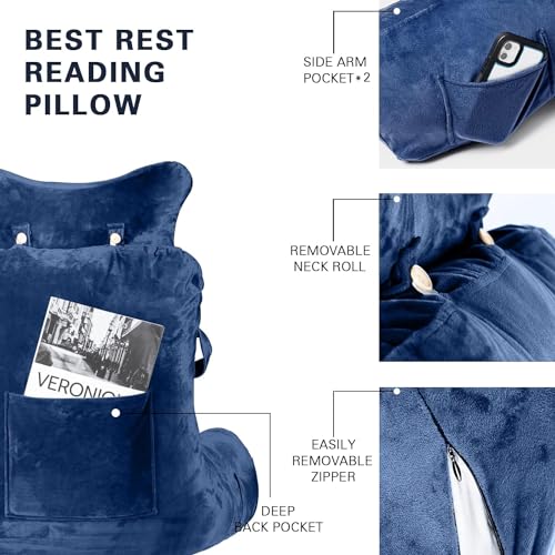 Extra Large 31" Bed Rest Pillow with Detachable Neck Roll J257