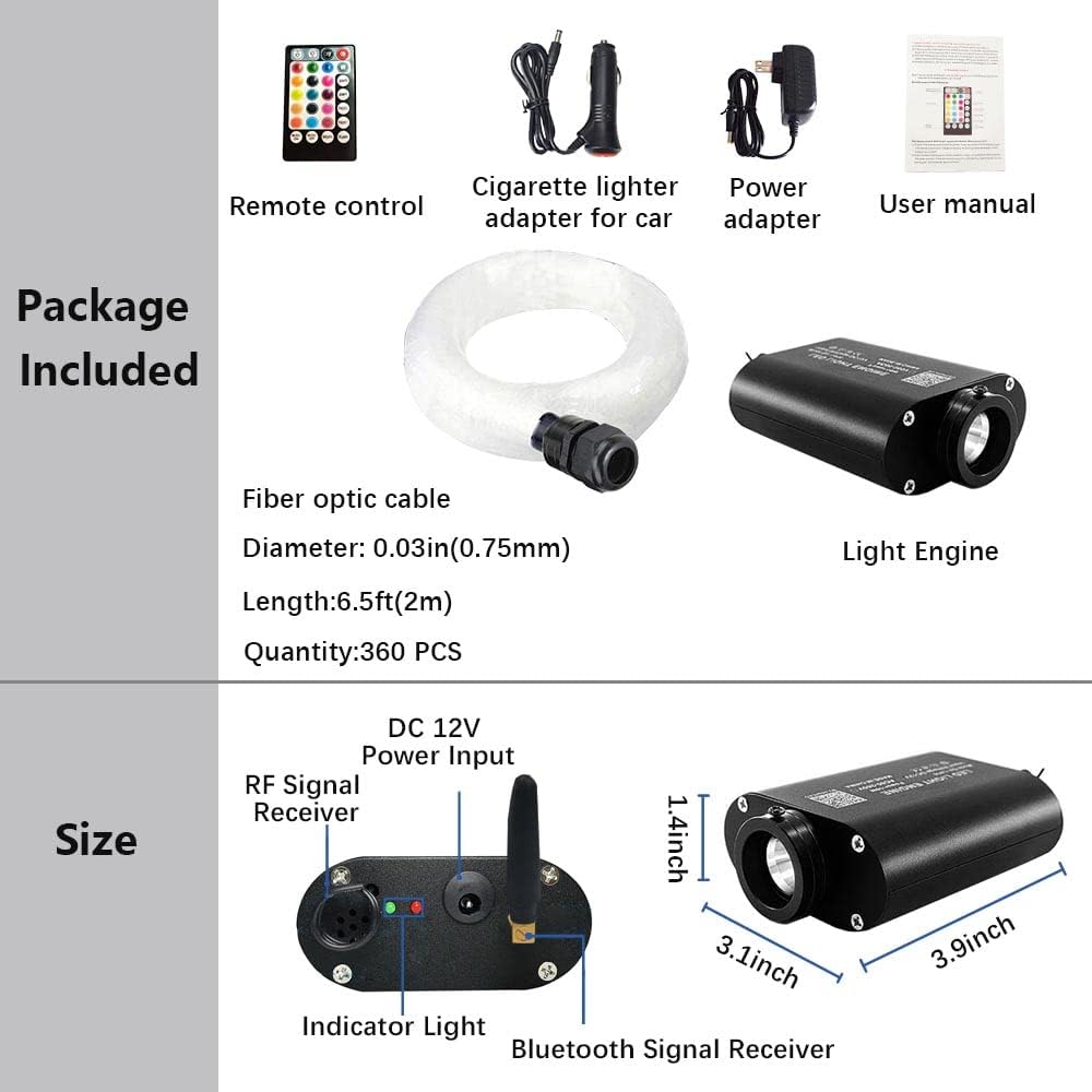 16W RGBW LED Fiber Optic Star Ceiling Light Kit S9841