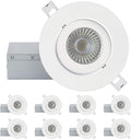 4 Inch Ultra-Thin Adjustable LED Recessed Lighting, 10 Watts, 750lm, Dimmable, 6500K True White, 10 Pack Q83615