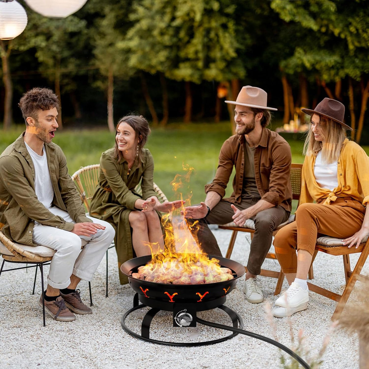 Portable Propane Fire Pit with Lid S62122