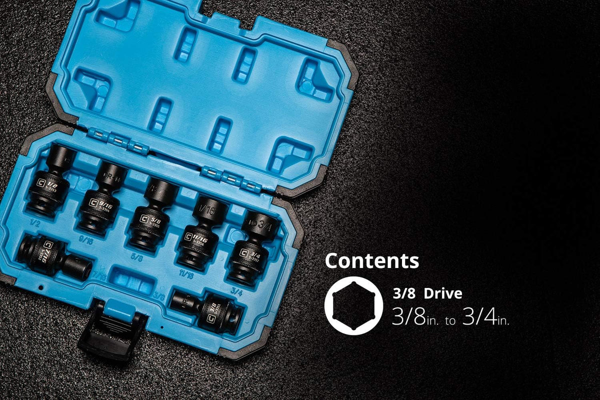 3/8 in Drive Universal Impact Socket Set, 8-19 mm Metric, 12-Piece Q8826