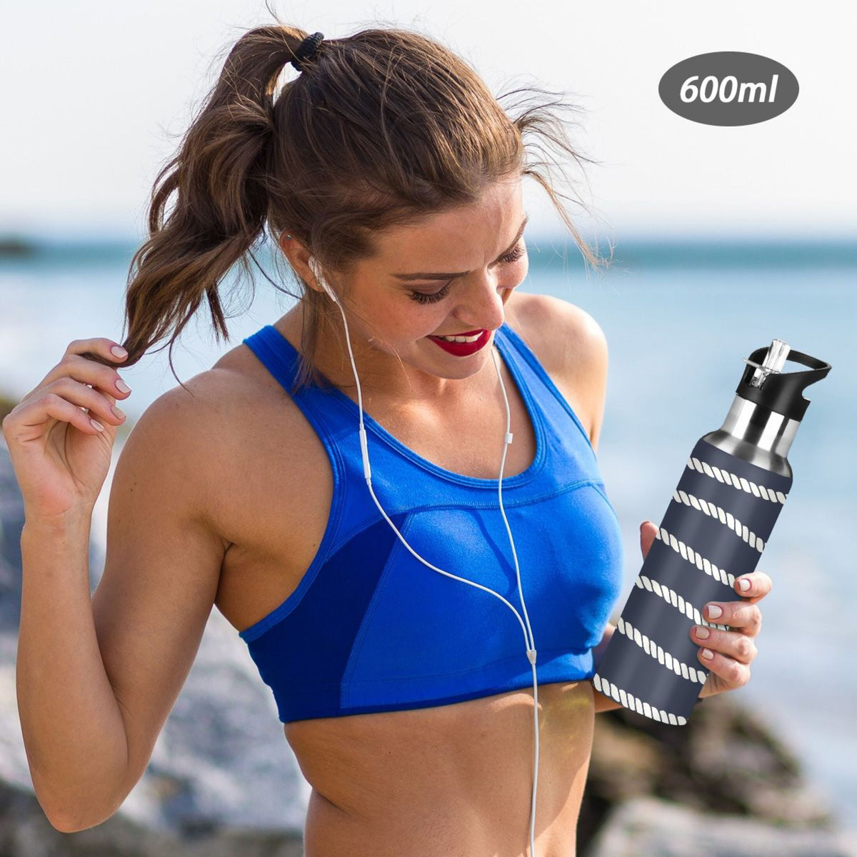 20 OZ Stainless Steel Vacuum Insulated Water Bottle with Straw Lid V243330