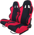 Black Red Racing Bucket Seats Pair J613