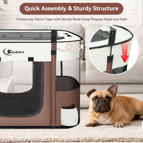 Foldable Dog Playpen with Carrying Case P366502