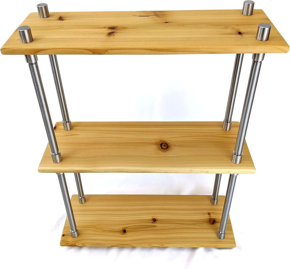 Solid Cedar Wood & Stainless Steel Metal Bookcase, 20 Inch Wide R698024