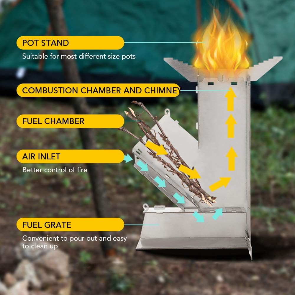 Collapsible Stainless Steel Wood Burning Camping Stove Y37140