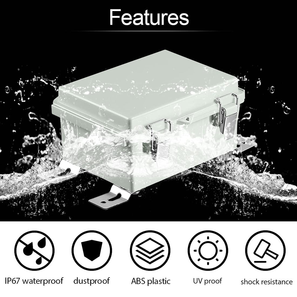 ABS IP67 Waterproof Junction Box with Mounting Plate Pack of 2 Z74724