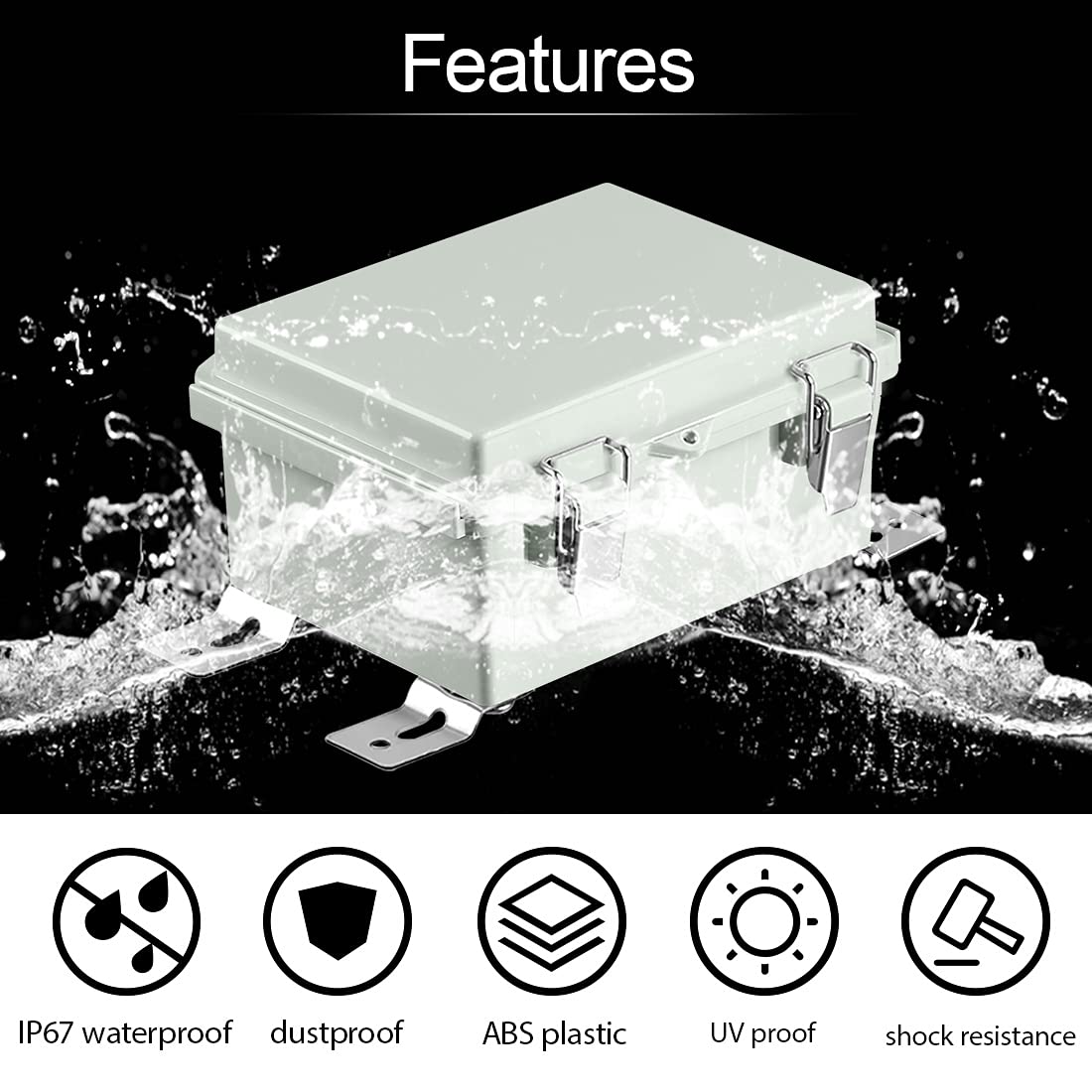 ABS IP67 Waterproof Junction Box with Mounting Plate Pack of 2 Z74724