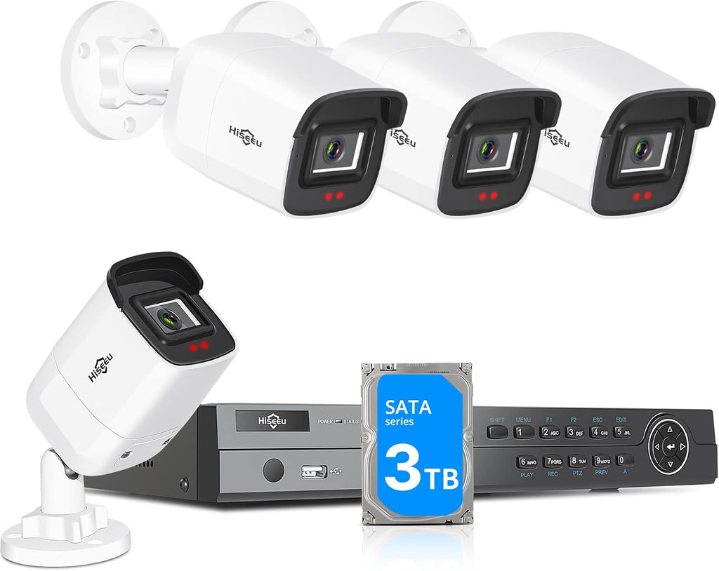 4K PoE 8CH 8MP NVR Security Camera System with 4Pcs Outdoor Bullet Cameras, 3TB Hard Drive, 100ft Night Vision, IP67 Waterproof Y28730
