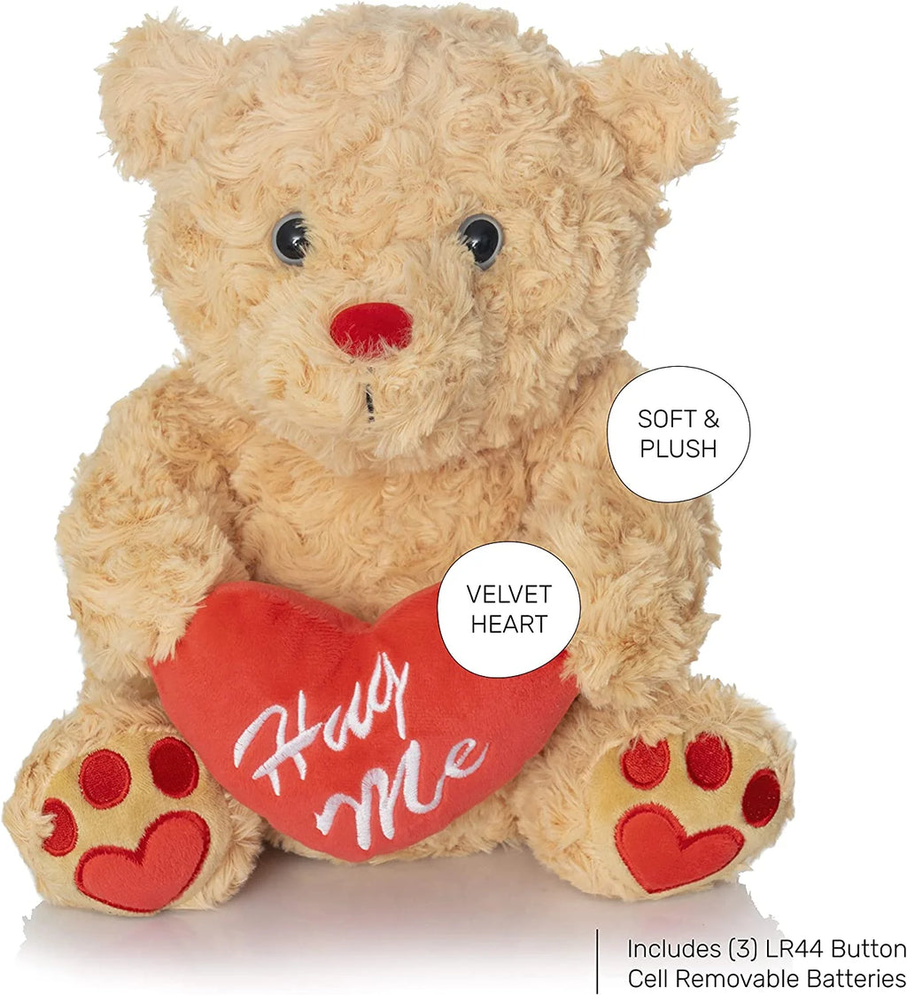 Brown Plush Teddy Bear with Red Hug Me Love Heart Stuffed Animal S1658