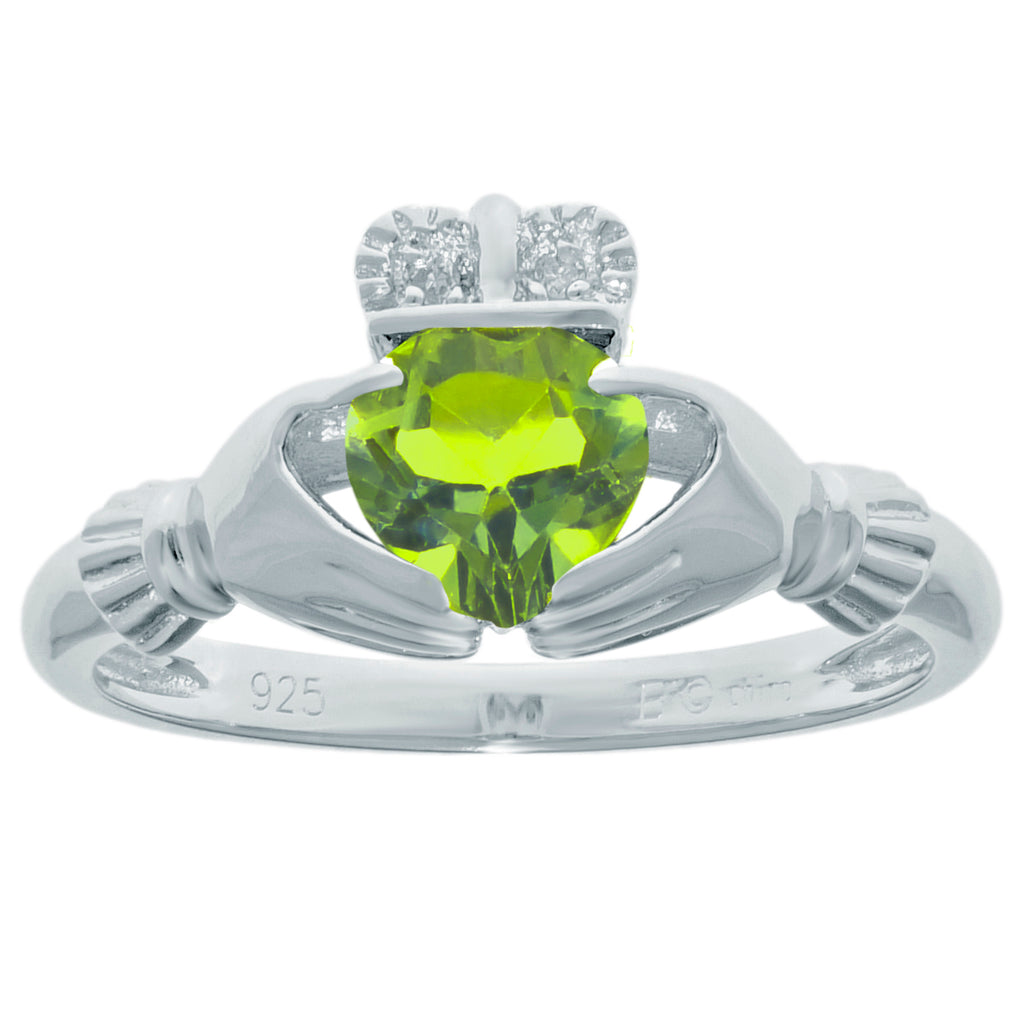 Heart Natural Green Peridot Diamond 925 Sterling Silver Ring Size 8 U198188