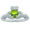 Heart Natural Green Peridot Diamond 925 Sterling Silver Ring Size 8 U198188