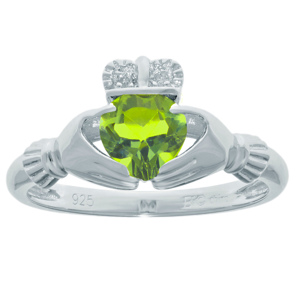 Heart Natural Green Peridot Diamond 925 Sterling Silver Ring Size 8 U198188