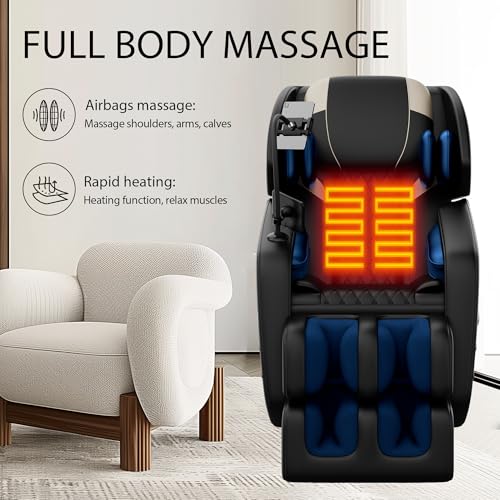 Gold PU Leather Zero Gravity Massage Chair with Airbags and Foot Roller P406039