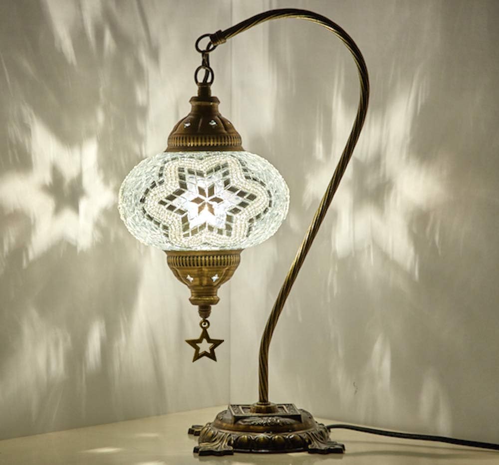 Multicolor Mosaic Gooseneck Table Lamp Y9163