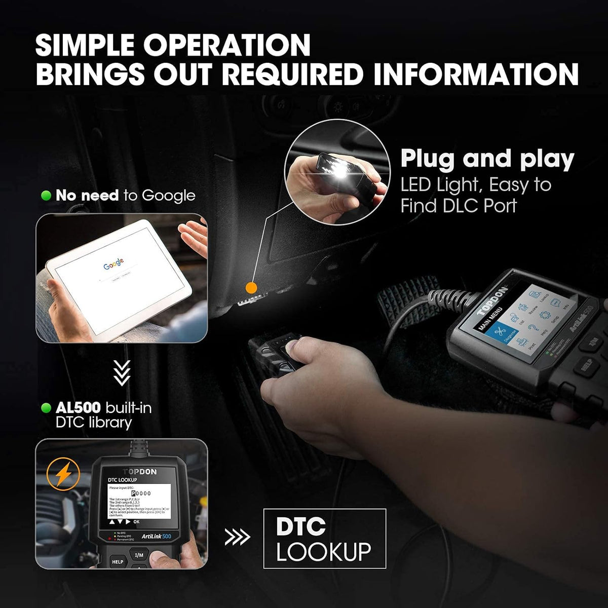 OBD2 Scanner Vehicle Diagnostic Tool with LED Light O83187