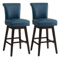 Dark Blue Faux Leather Upholstered Swivel Counter Bar Stools Set of 2 R28611