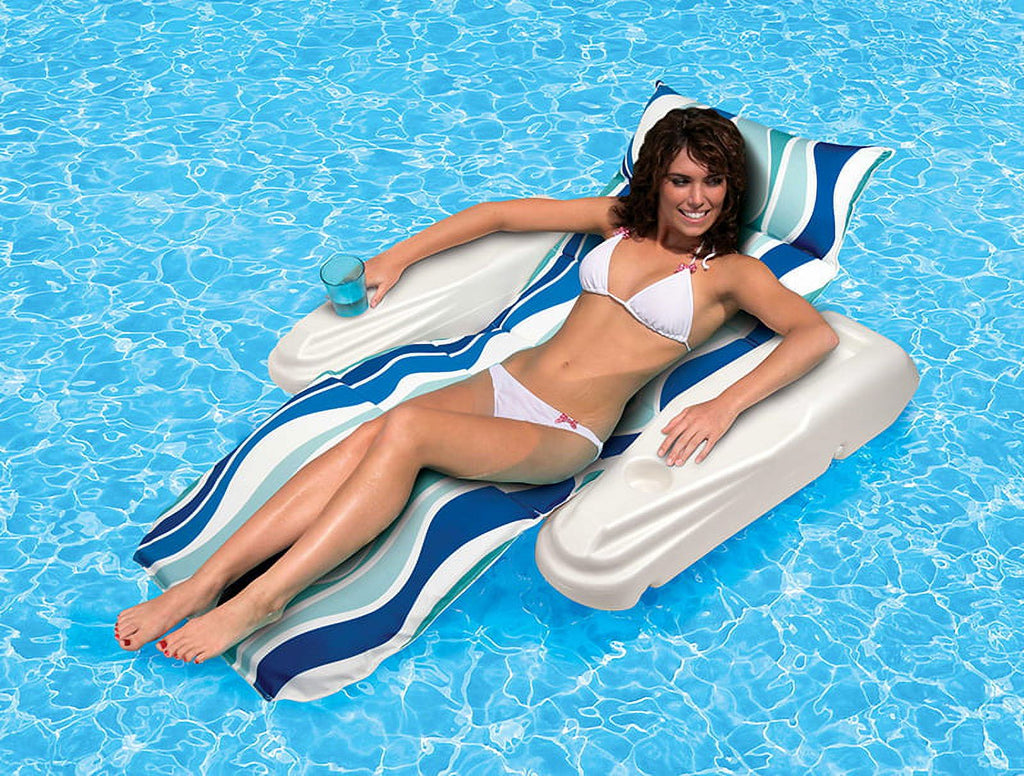 Blue Adjustable 1-Person Floating Pool Chaise Lounge H8652