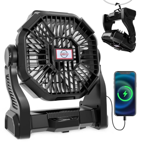 Portable Rechargeable Camping Fan with LED Lantern A84953
