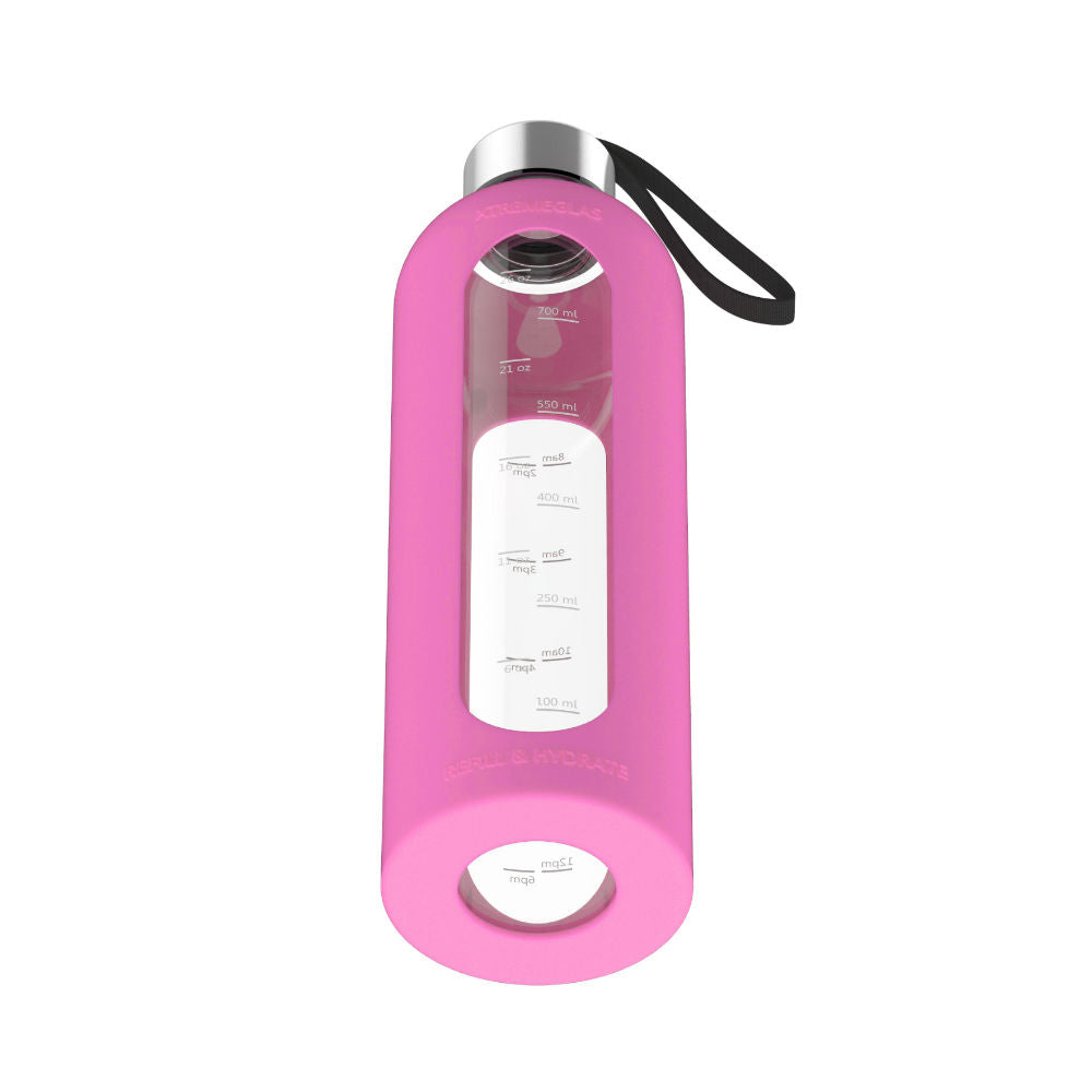 32 Oz Glass Water Bottle With Silicone Sleeve Leak Proof Lid (Pink) R8669