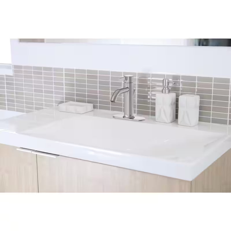 Single-Handle Single-Hole Brushed Nickel Bathroom Faucet P462055