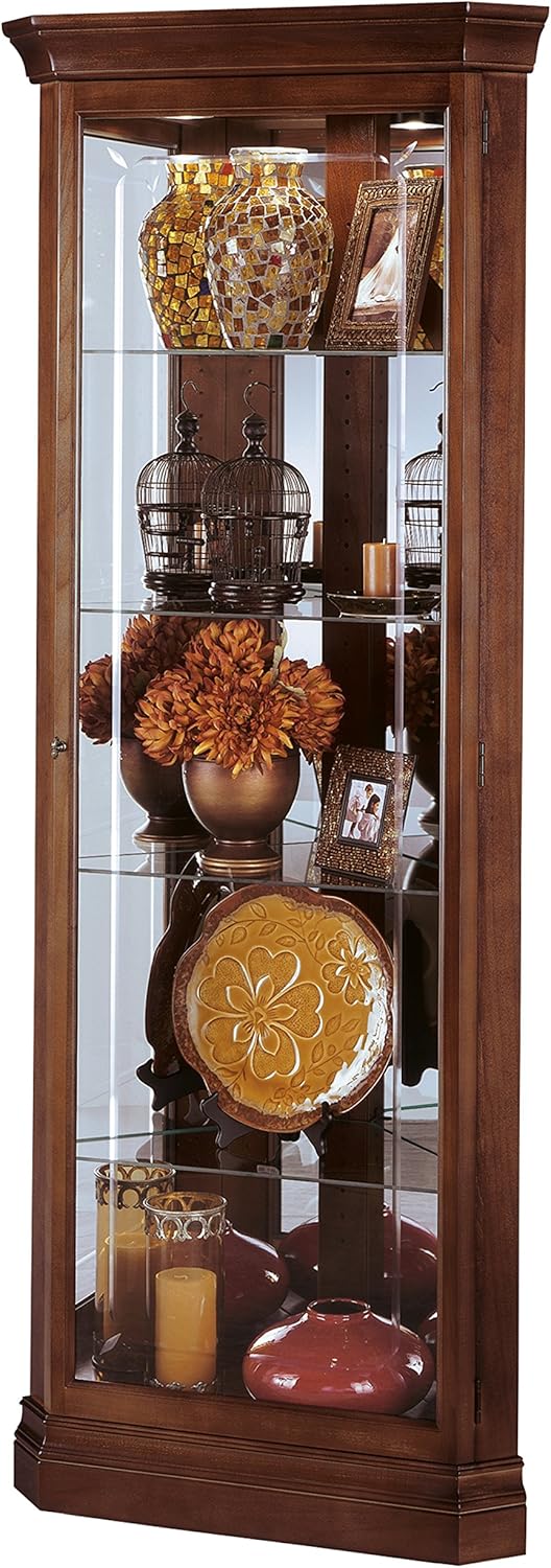 Brown Corner Curio Cabinet with Light R487529