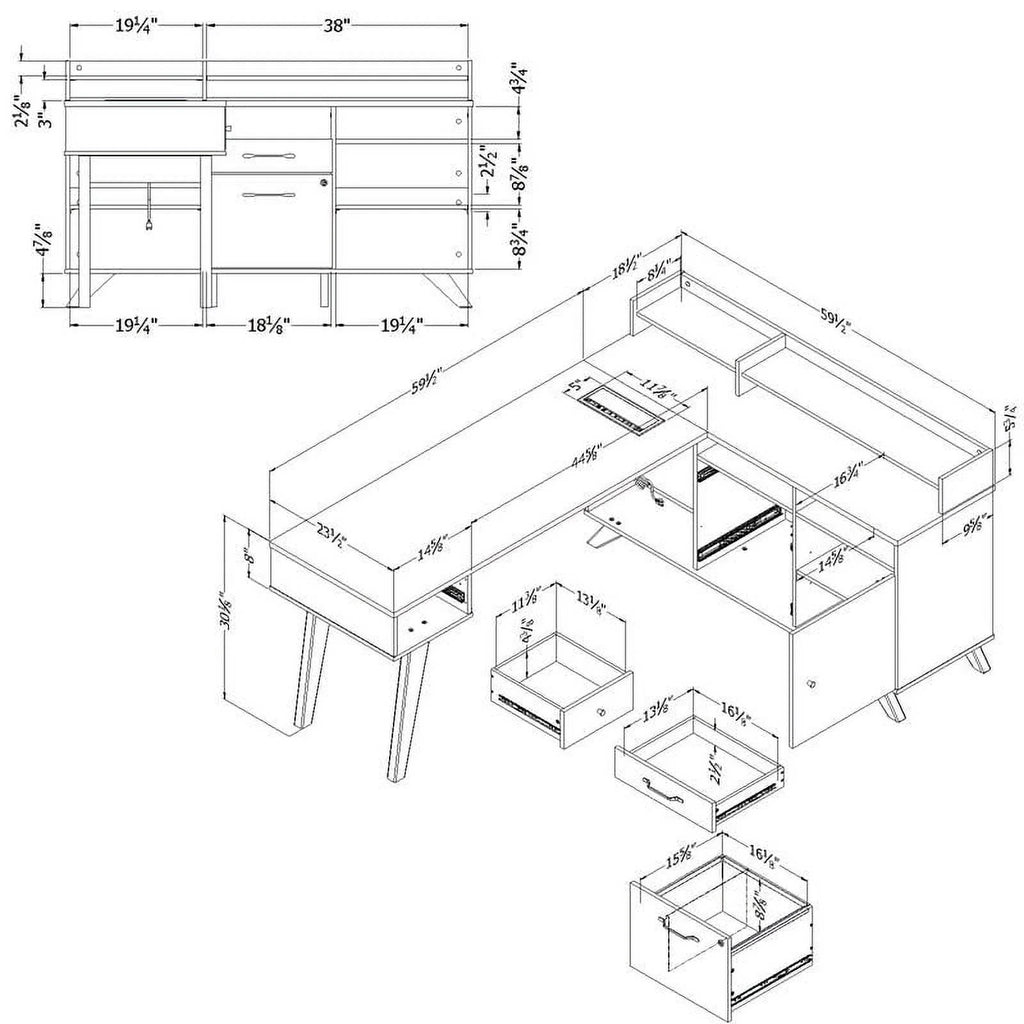 L-Shaped Desk with Power Bar H90048