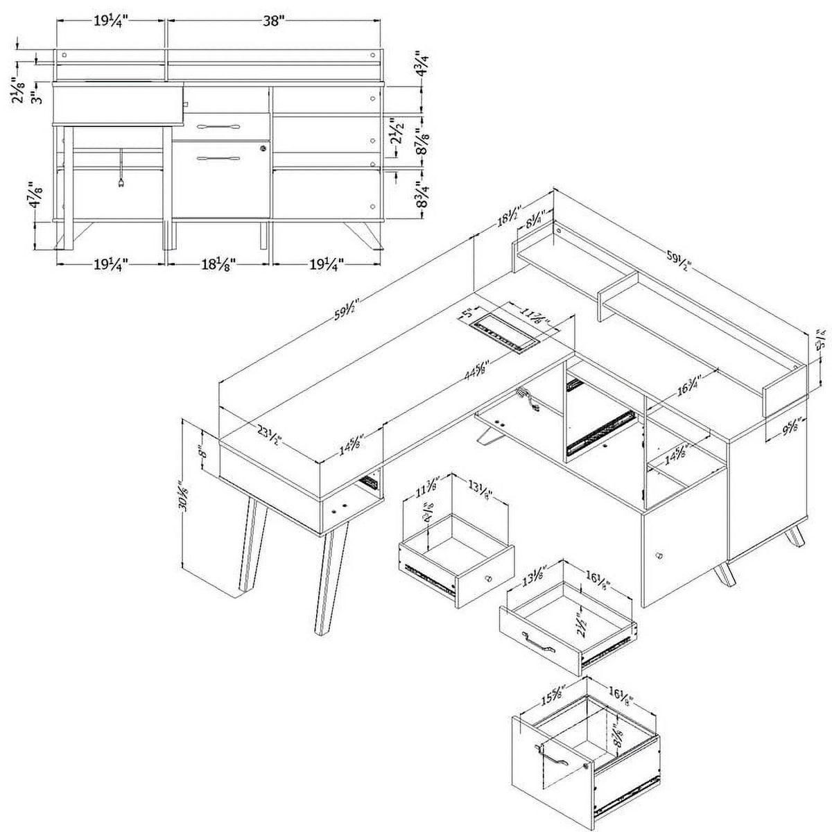L-Shaped Desk with Power Bar H90048