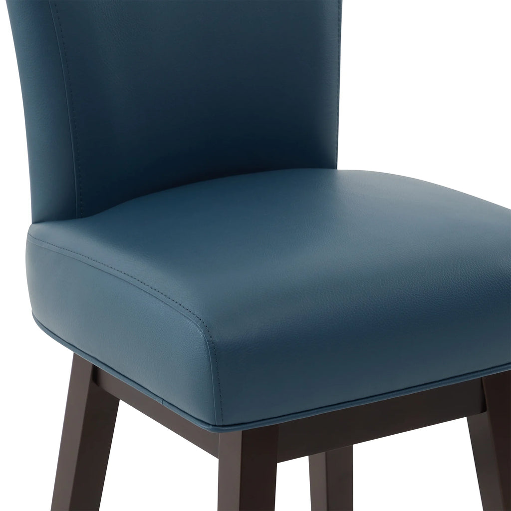 Dark Blue Faux Leather Upholstered Swivel Counter Bar Stools Set of 2 R28611
