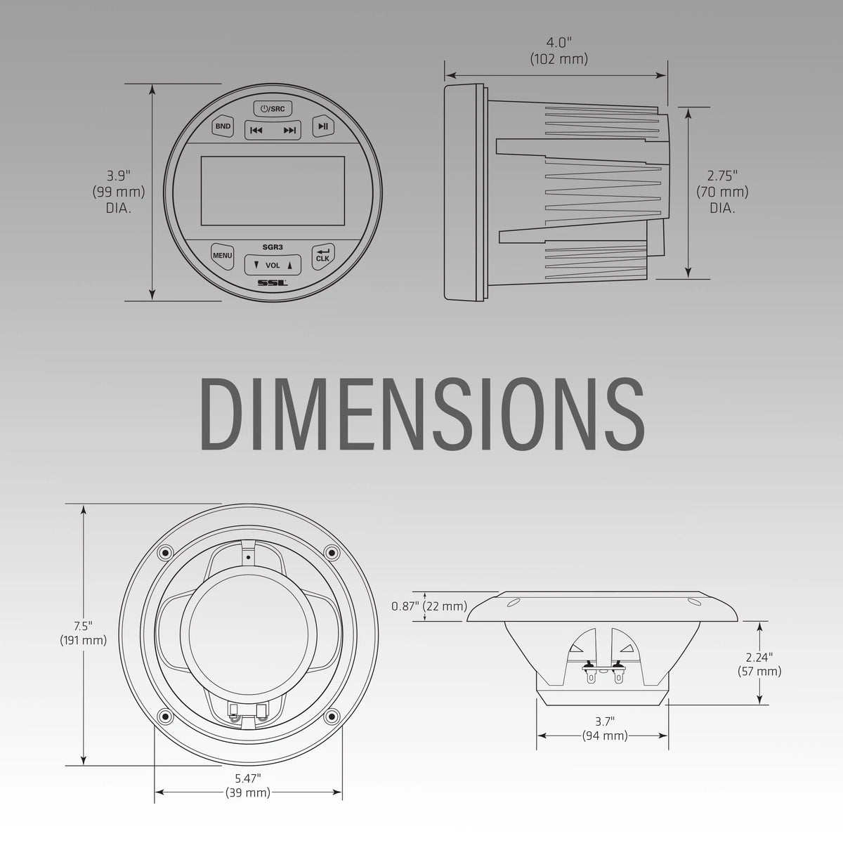 Marine Stereo System Speaker Audio Package C2680