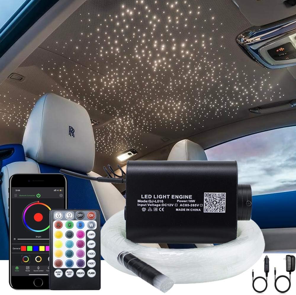 16W Fibre Optic Star Ceiling Light Kit RGBW Sound Sensor with Remote and Fiber Cable 550pcs 0.75mm 13.1ft/4m H72766