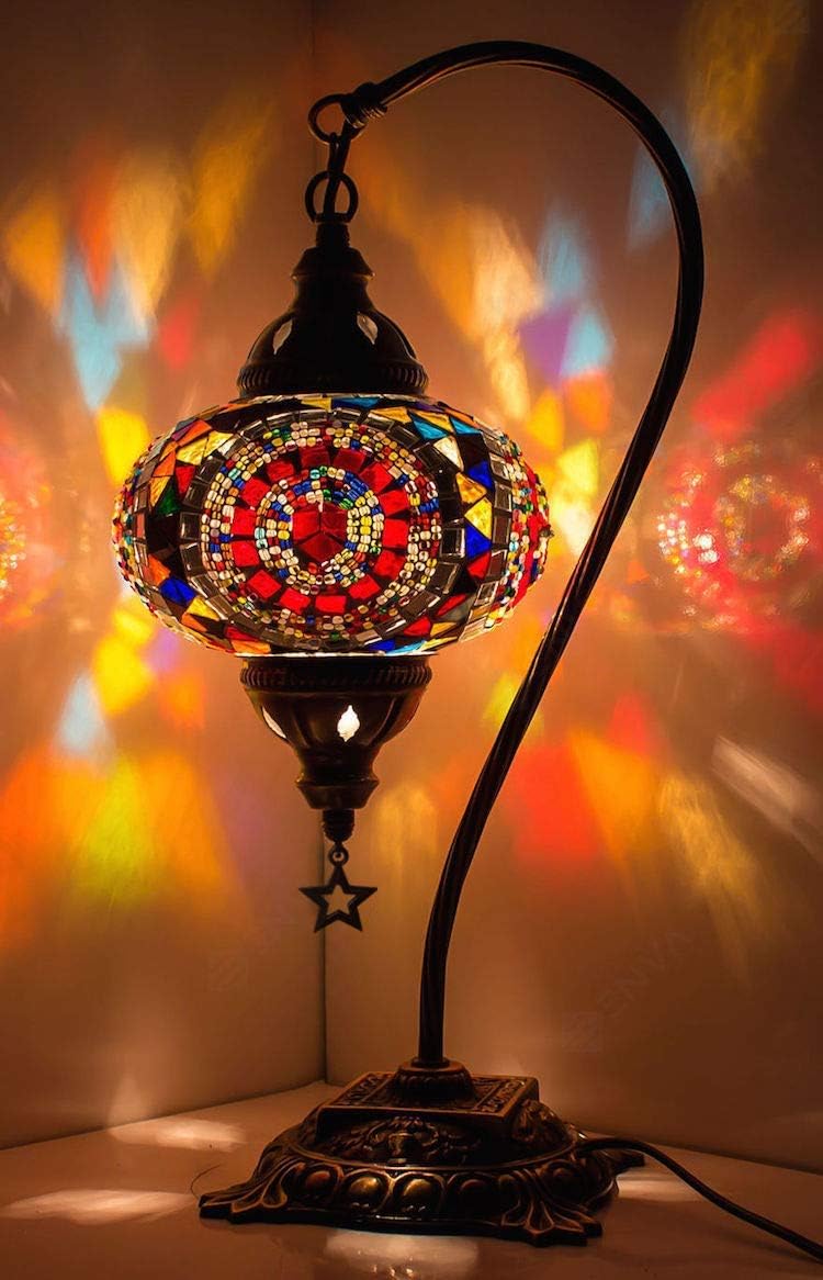 Multicolor Mosaic Gooseneck Table Lamp Y9163